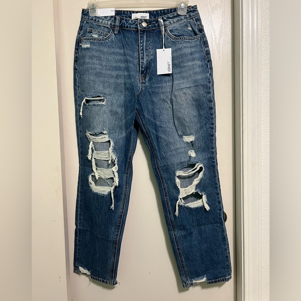 Trendy Distressed Denim Boyfriend Jeans